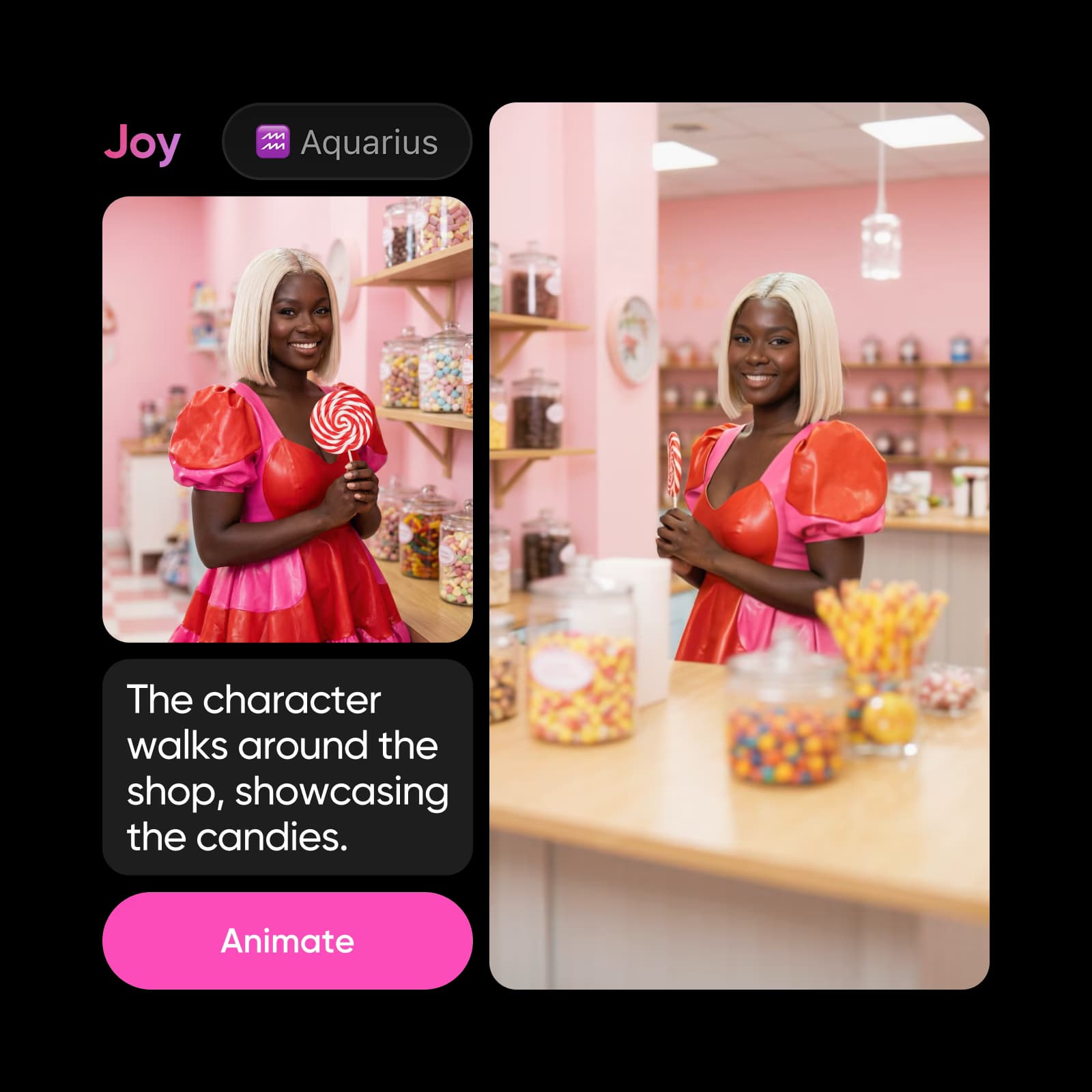 AI Assistant interface showing design generation capabilities
