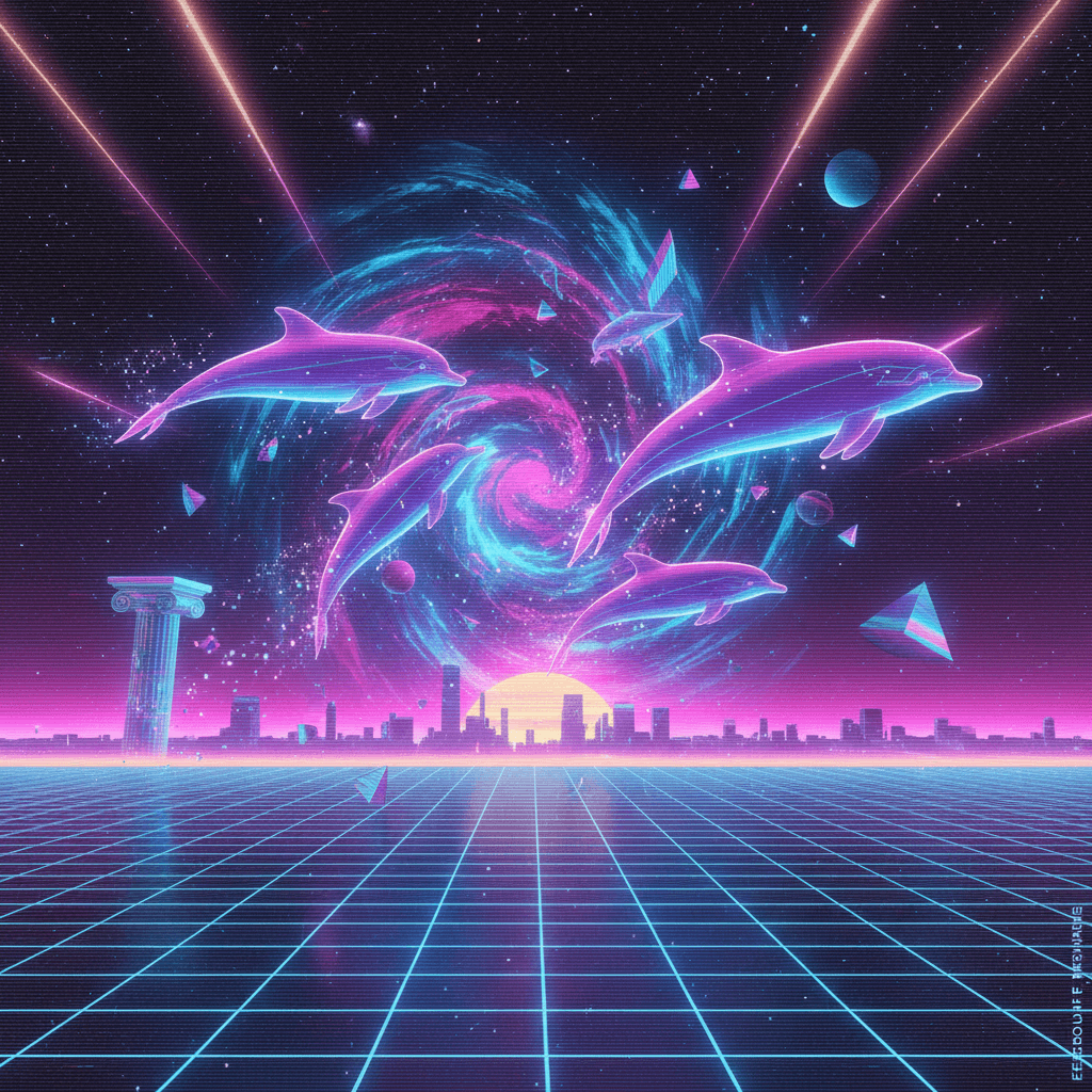 Synthwave poster upotrebljen kao referenca za stil