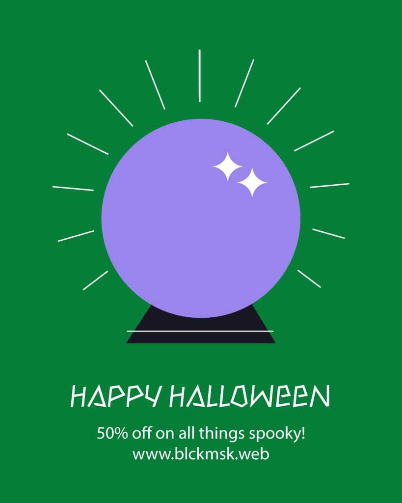 Spooky Halloween Sale Poster in Green and Purple