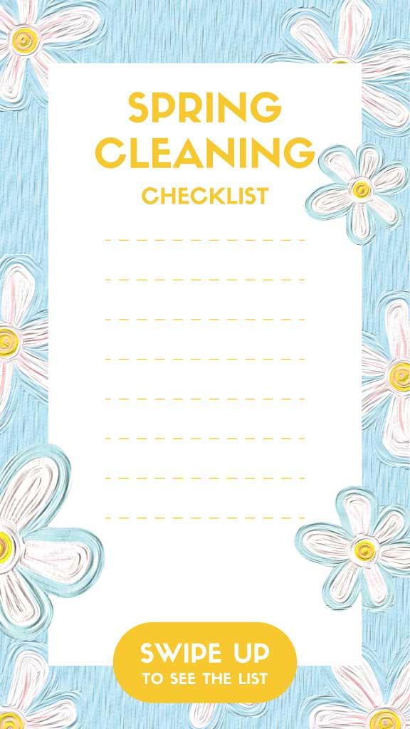 Blue Yellow Spring Cleaning Checklist Post