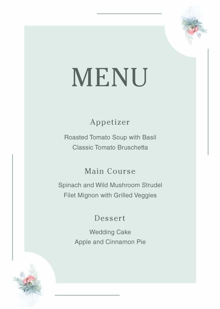 Elegant Sage Green Menu Template Design