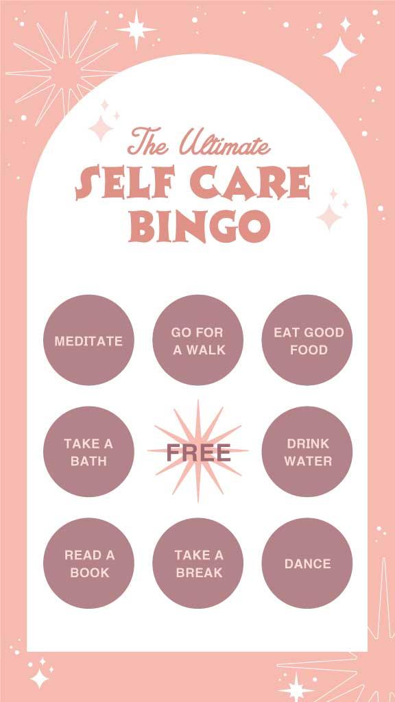 Pink Self Care Bingo Game Poster