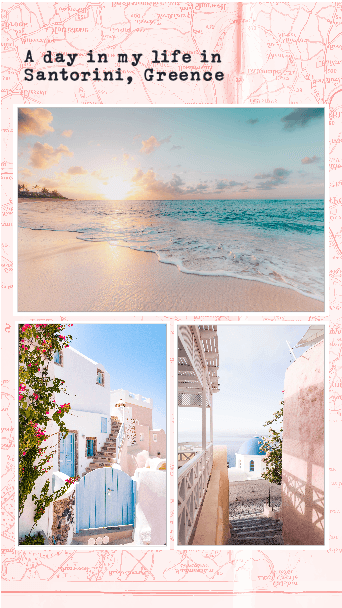 Santorini Life Experience Travel Poster Pink
