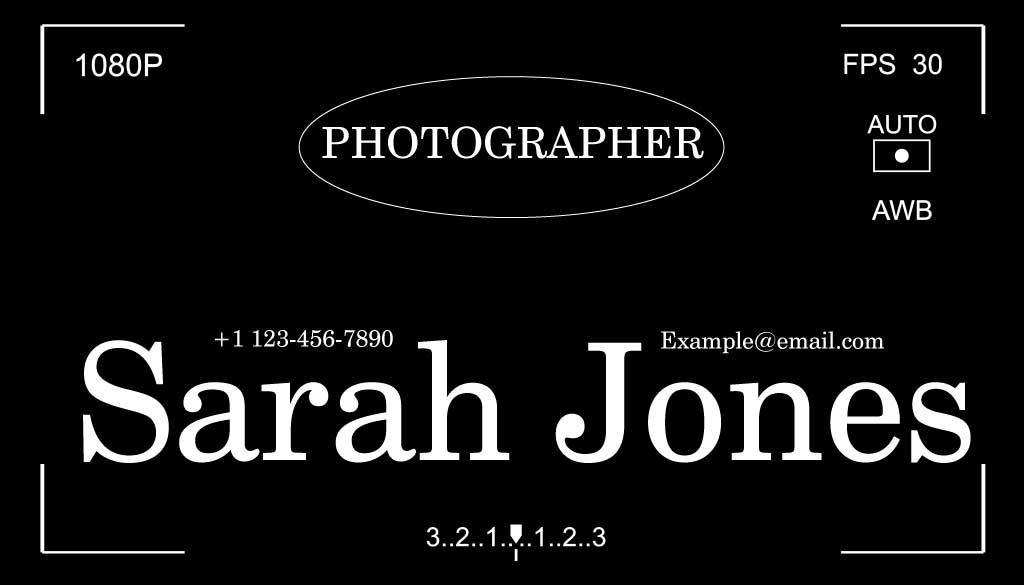 Sleek Black and White Photography Business Card