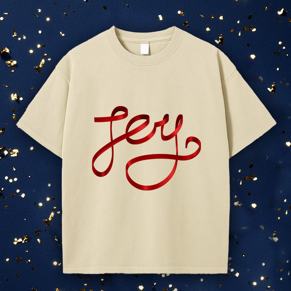 Joyful Beige and Red T-Shirt Design Delight