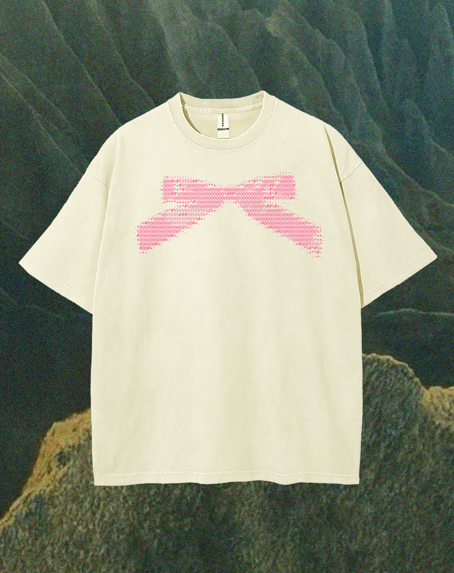 Charming Pink Ribbon T-Shirt Design on Cream