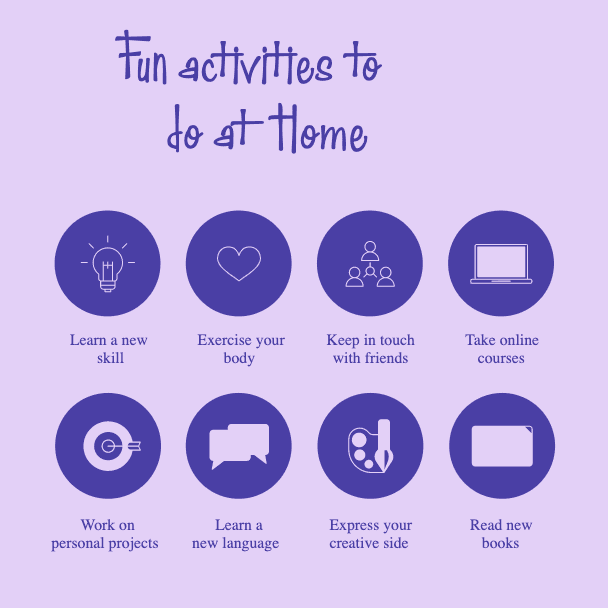 Vibrant Purple Home Activities Poster Design