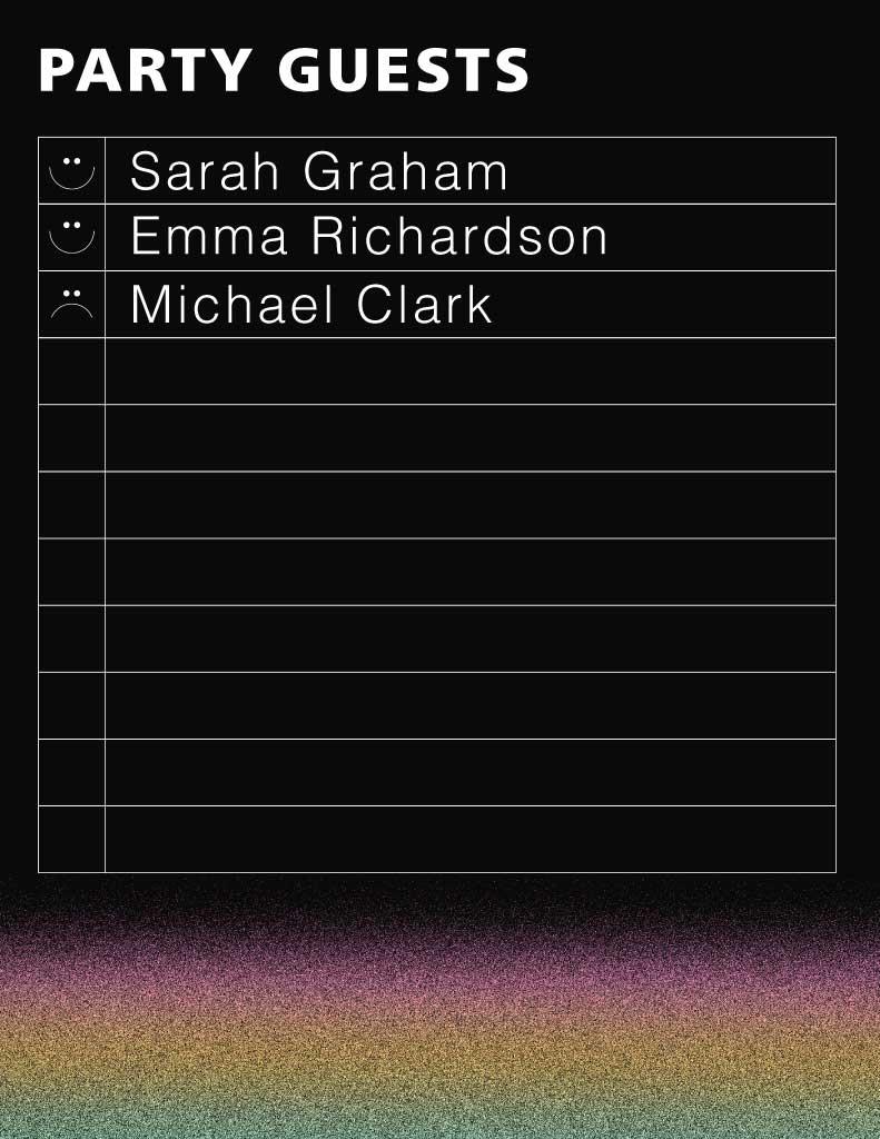 Elegant Black Gala Guest List Template