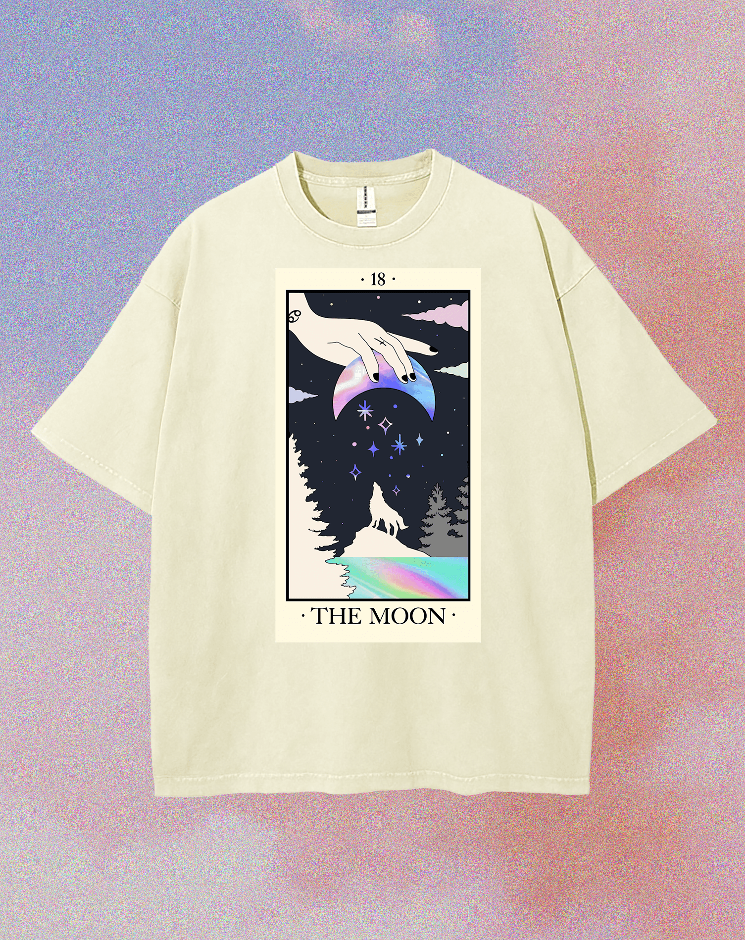 Mystical Tarot Moon T-Shirt Design in Beige