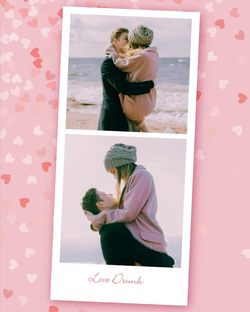 Warm Beachside Embrace Romantic Poster Pink
