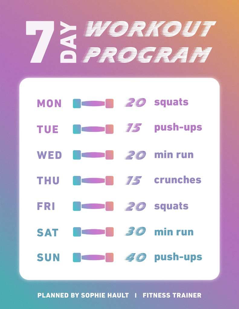 Vibrant Seven Day Workout Program Poster Template