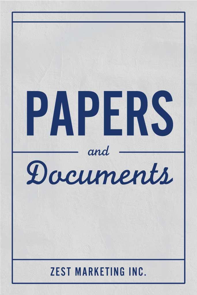 Sleek Blue and White Documents Ad Template