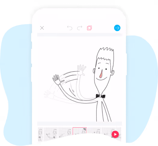 image of a drawn boy with black bow waving