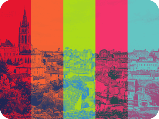 duotone effect on an image of a European city