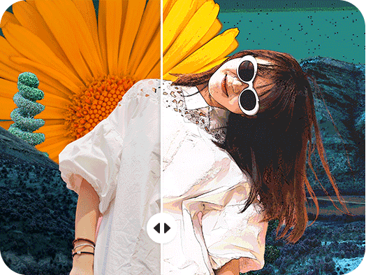 watercolor effect on an image of a young woman with flower
