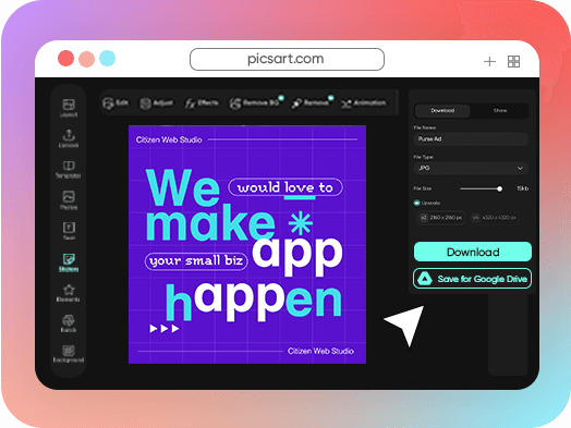 Google Drive Photo editor for Websites