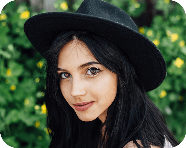 black hair girl with a hat in profile image