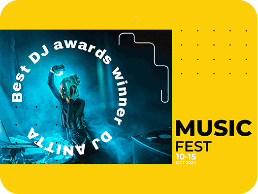 Šablona pozvánky na hudební festival se zakřiveným textem
