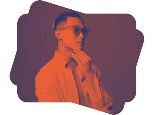 duotone effect on a photo of a young man with sunglasses