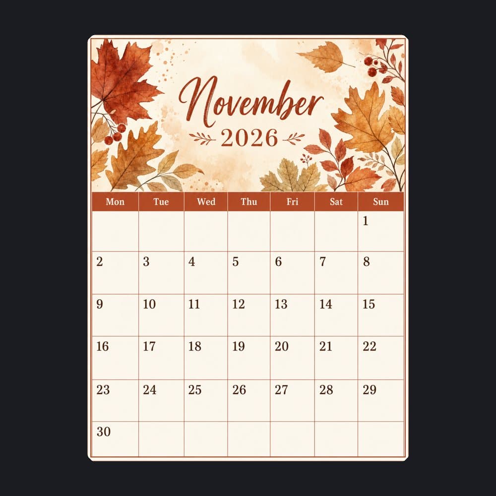Šablon za kalendar napravljen pomoću GPT Image 2 u Picsart Flow