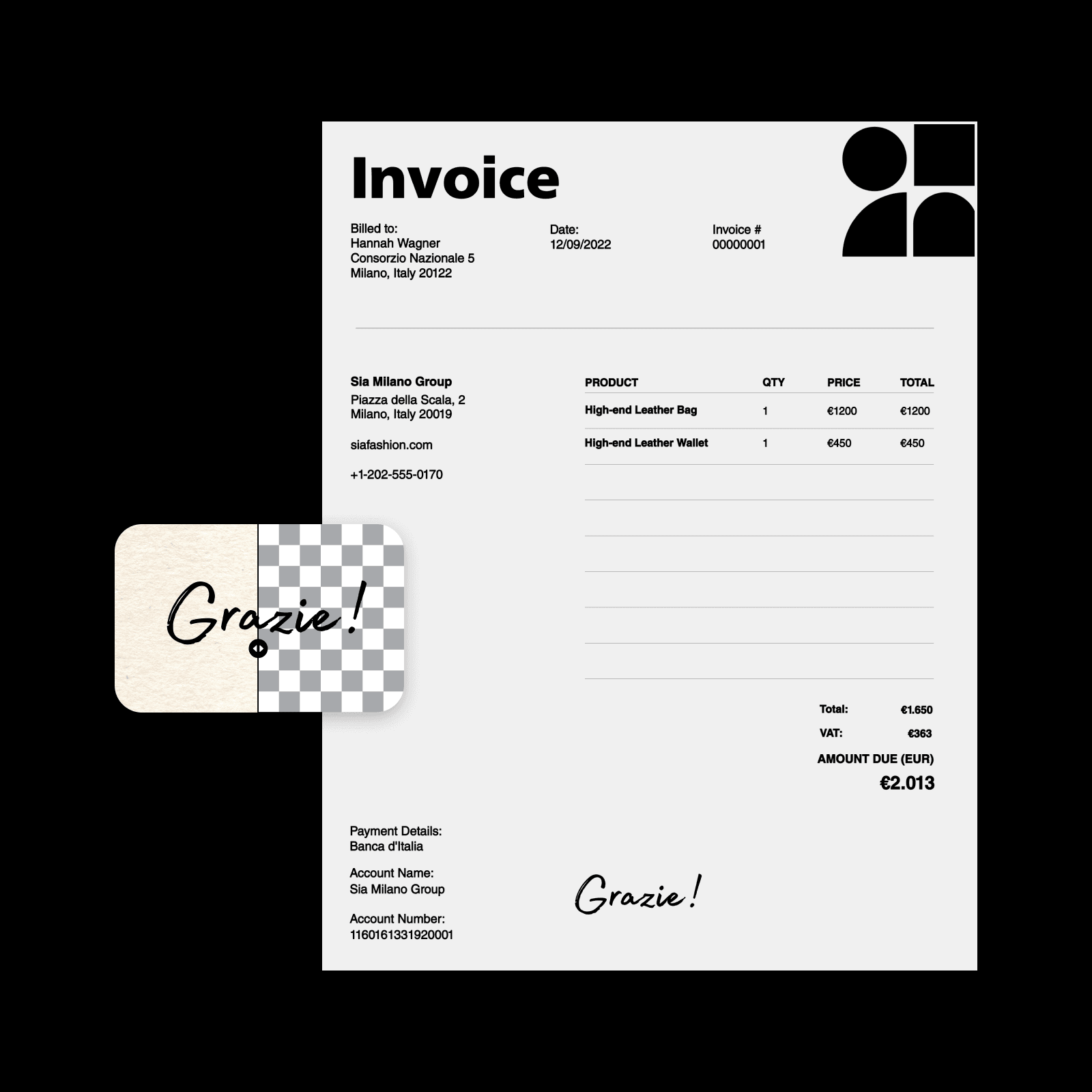 create financial invoice documents