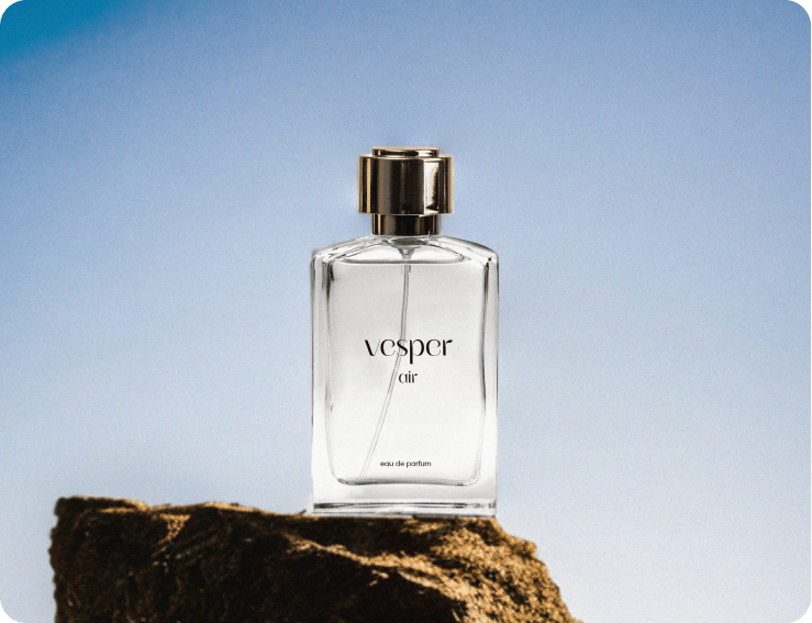 Perfume on a sky background