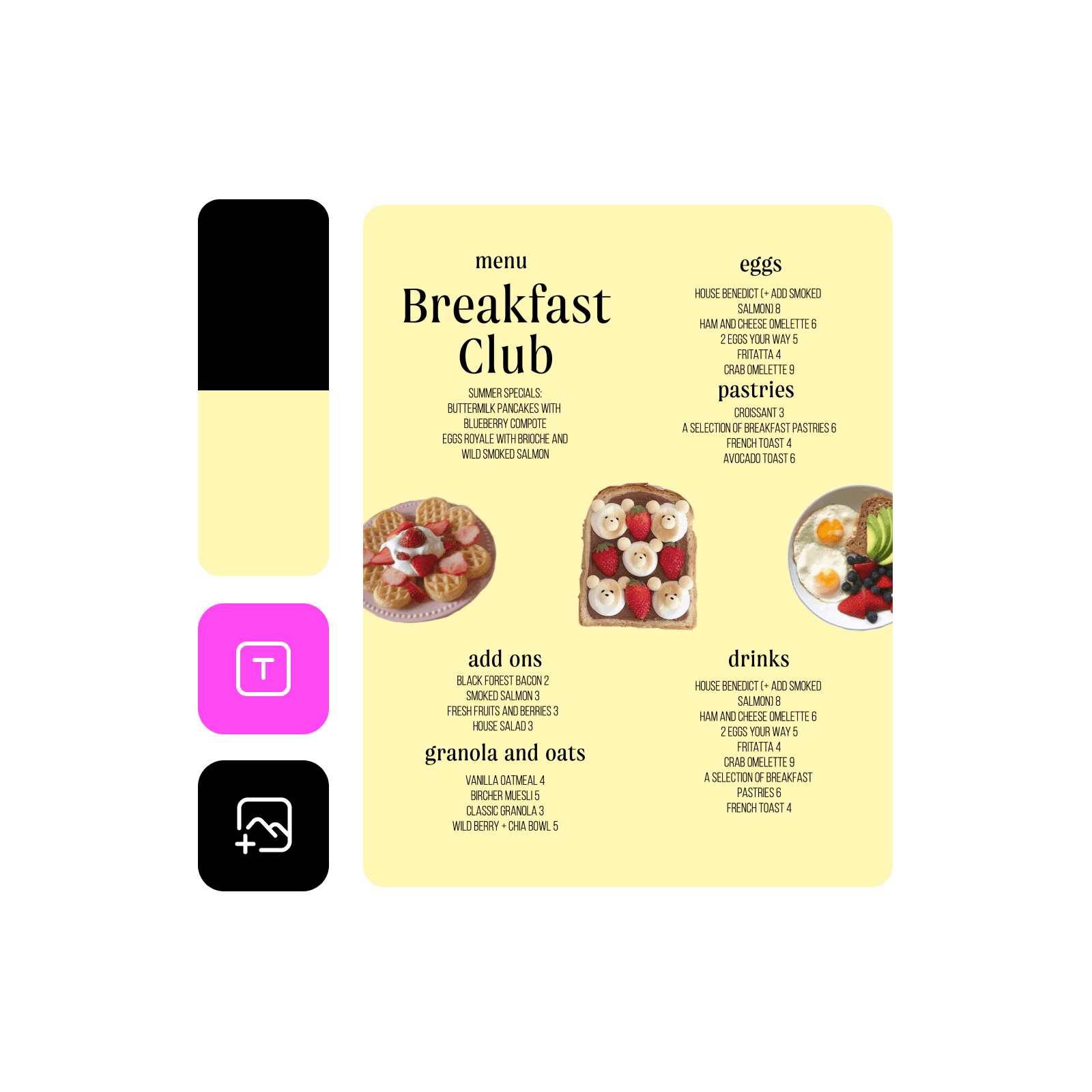 Menus are customizable