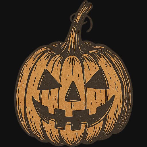 Oranger Vintage-Jack-o'-Lantern-Sticker mit geschnitztem, lächelndem Gesicht.