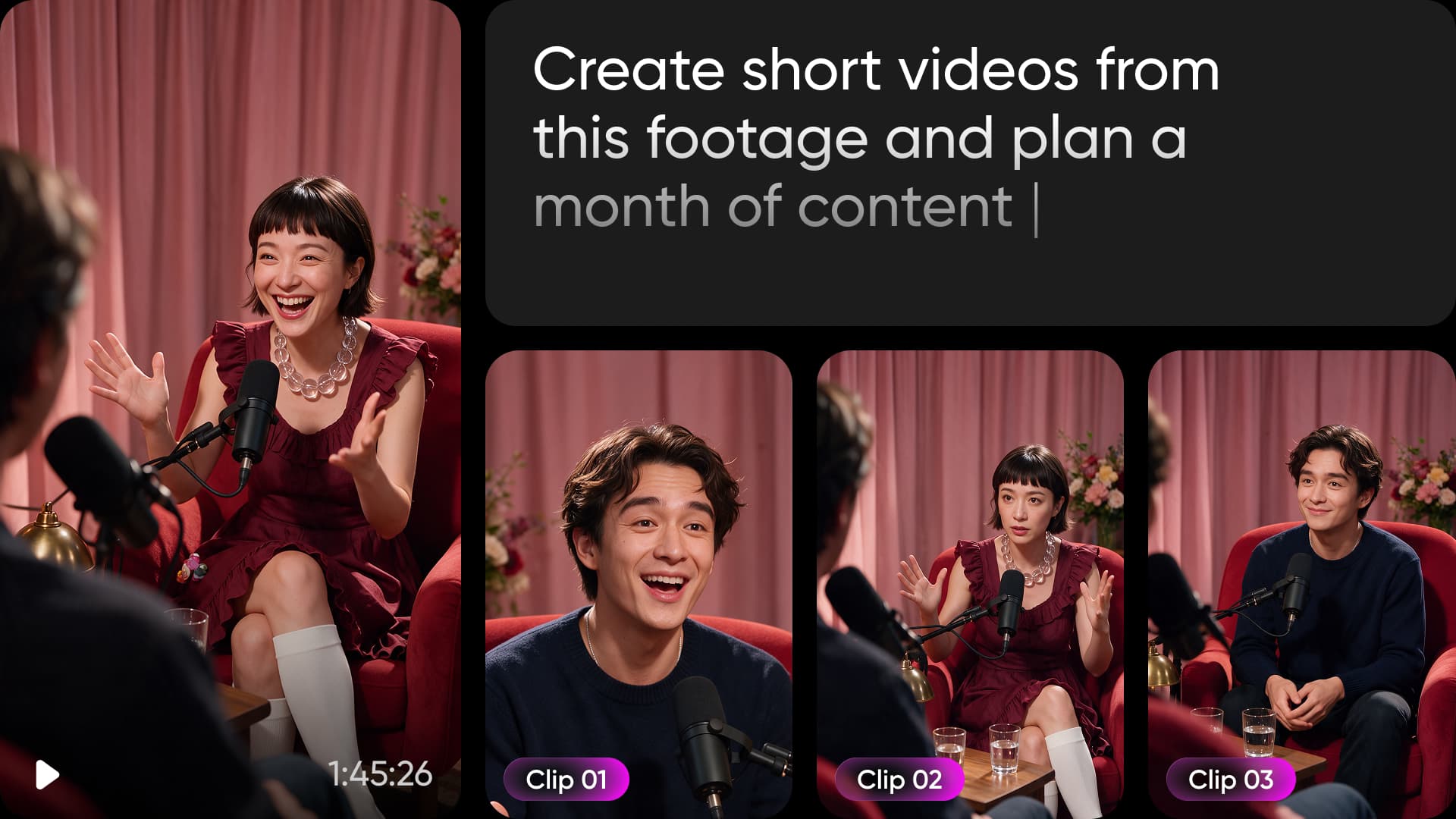 One filmed clip turned into a month of short Instagram videos in Picsart Flow