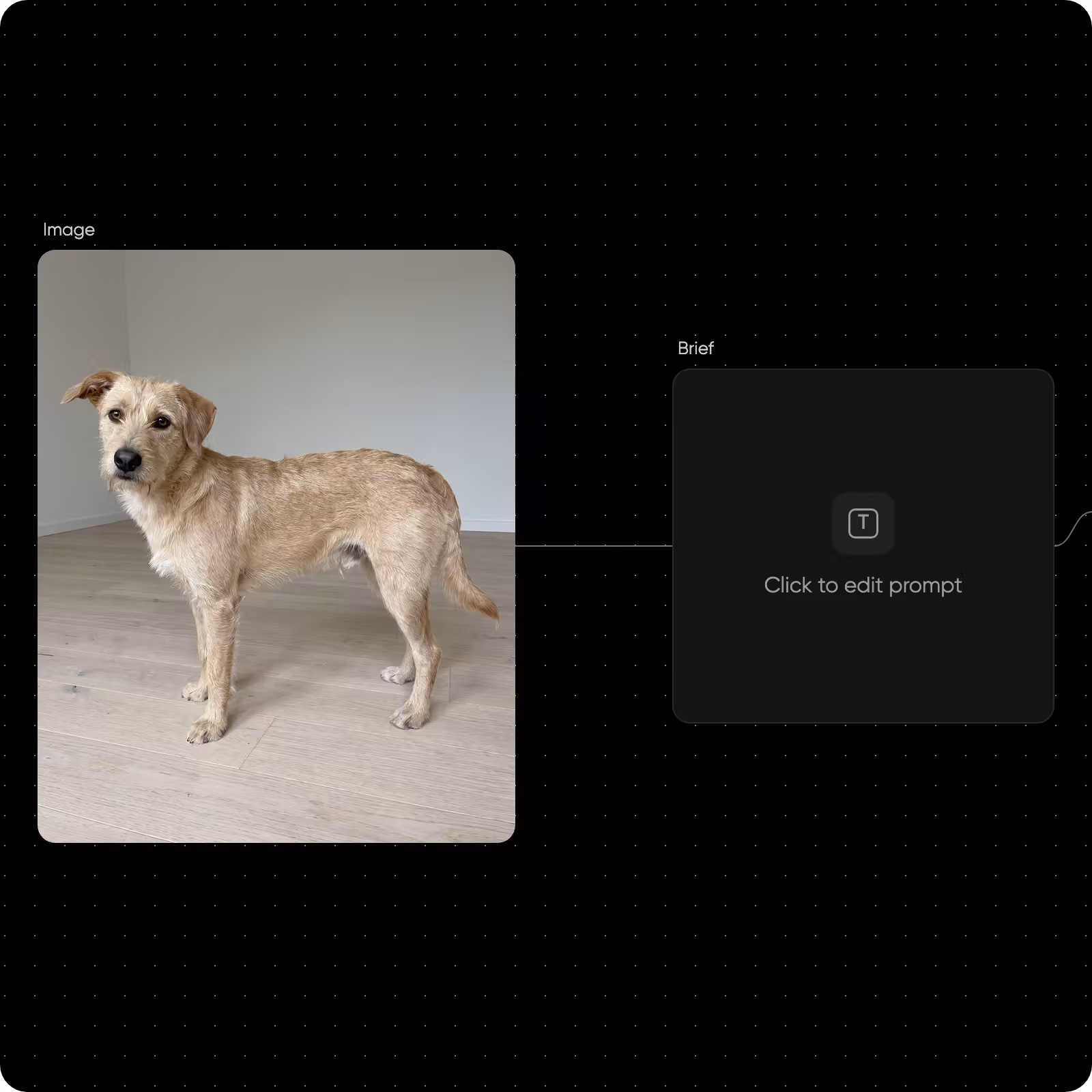 A plain photo of a sandy mixed-breed dog, the starting image on the canvas