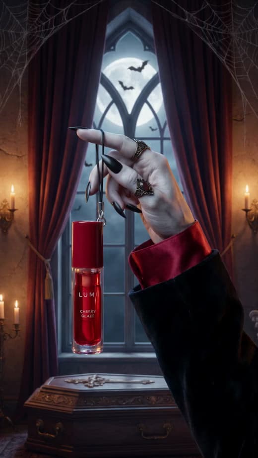 Halloween-Videobeispiel: Beauty-Enthüllung mit Vampir.