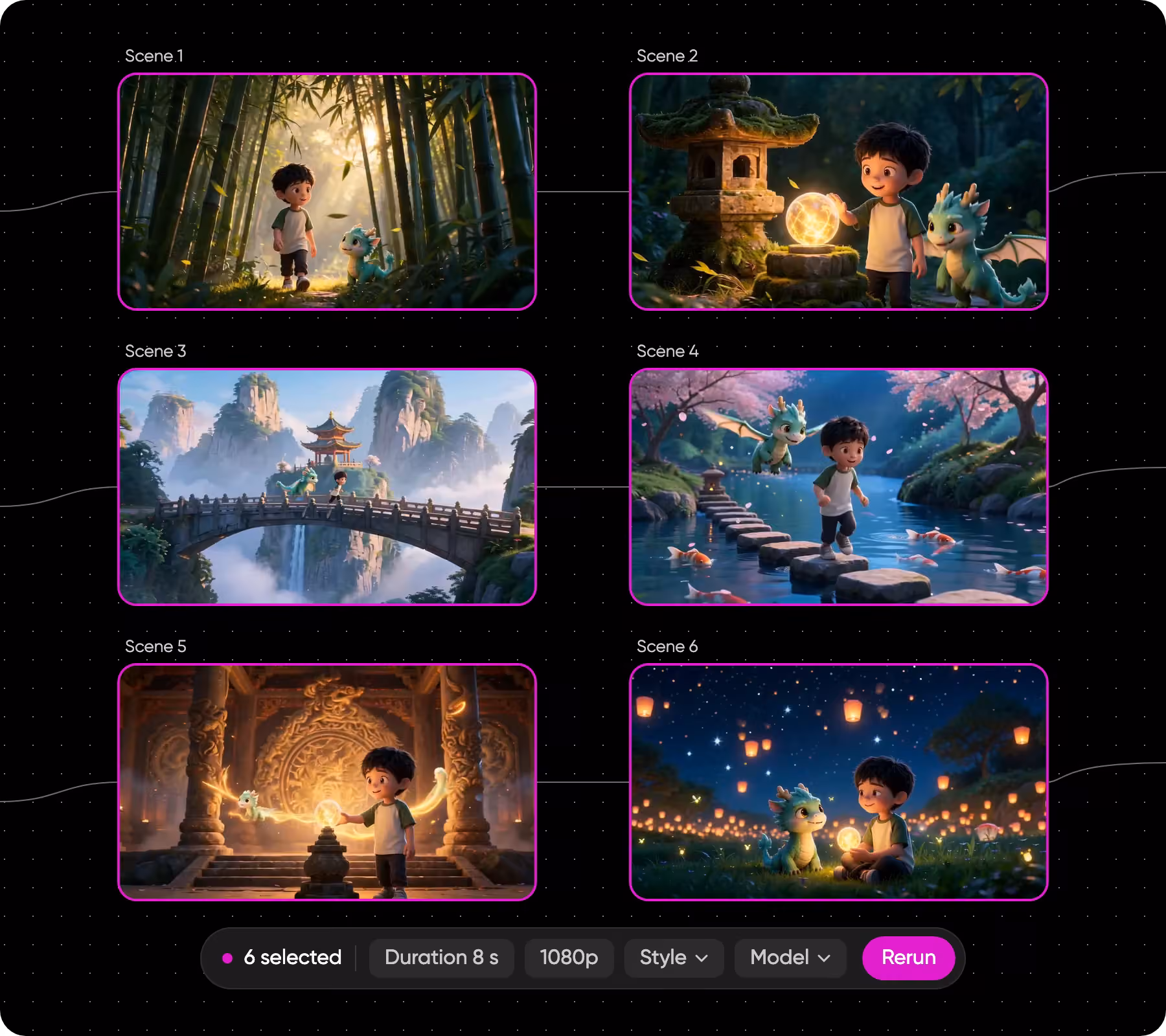 One prompt applied across a set of nodes in Picsart Flow