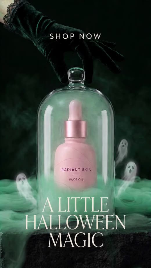 Halloween-Videobeispiel: geisterhafte Hautpflege-Promo.