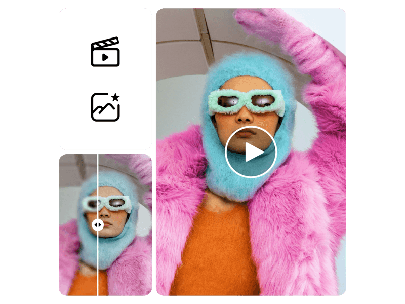 Video editing interface with portrait and before-and-after preview tools
