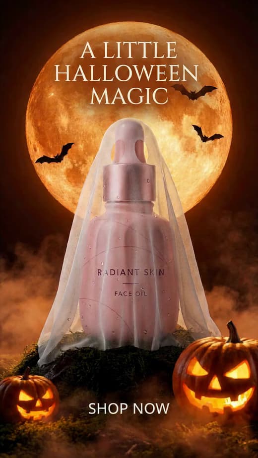 Halloween-Videobeispiel: Hautpflege mit Kürbismond.