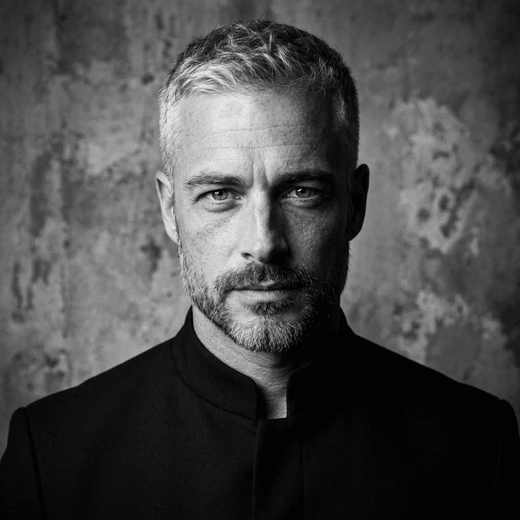 AI-generated Creative Noir professional portrait in black and white