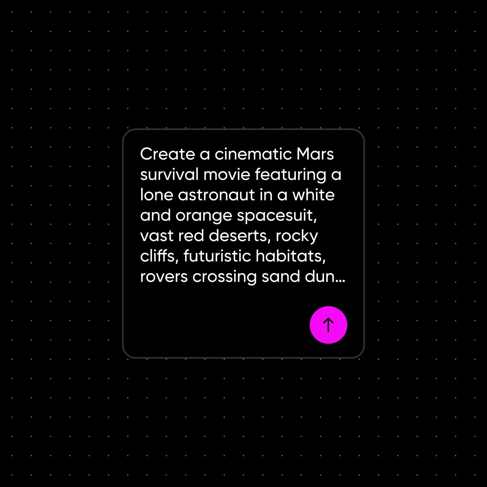 Typing a Mars survival movie scene into a Picsart Flow prompt