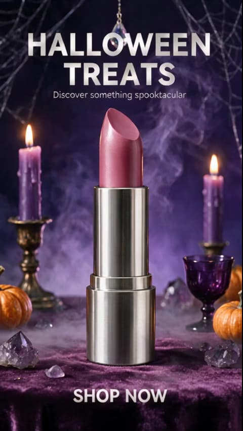 Halloween-Videobeispiel: Lippenstift-Promo im Kerzenschein.