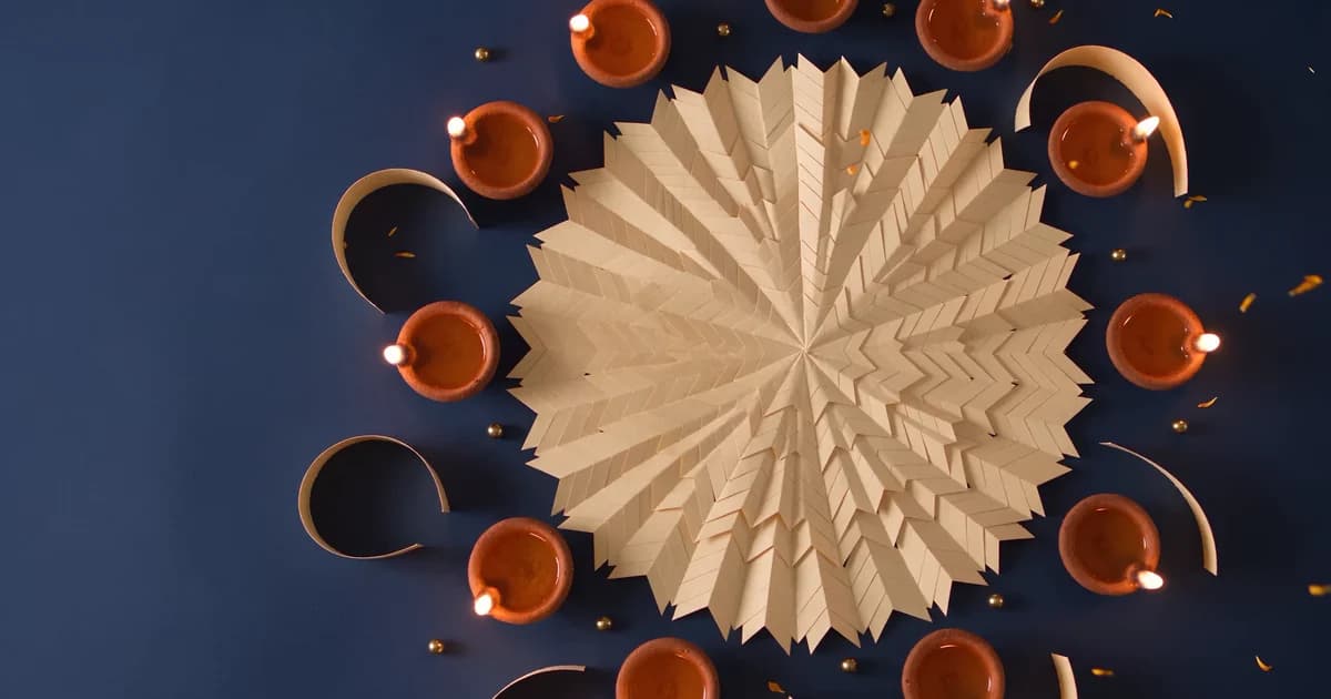 Diwali assets created for greetings, invitations, business posts, and light-led video