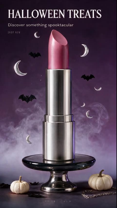 Halloween-Videobeispiel: lila Lippenstift-Promo.