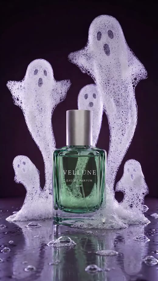 Halloween-Videobeispiel: Parfüm-Enthüllung mit Geist.