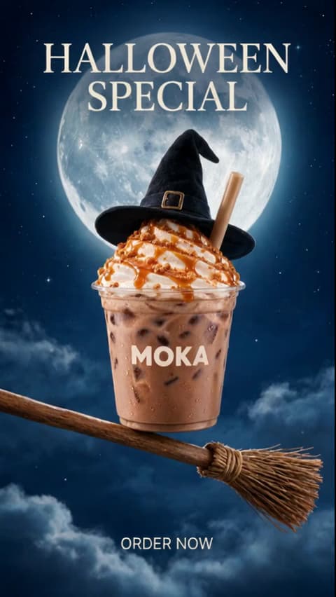 Halloween-Videobeispiel: Kaffee-Promo bei Vollmond.