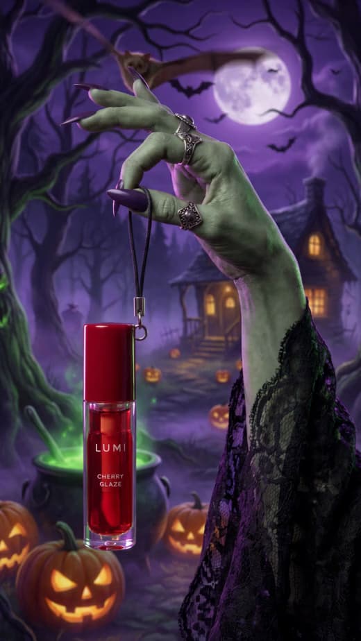 Halloween-Videobeispiel: Beauty-Enthüllung mit Hexe.