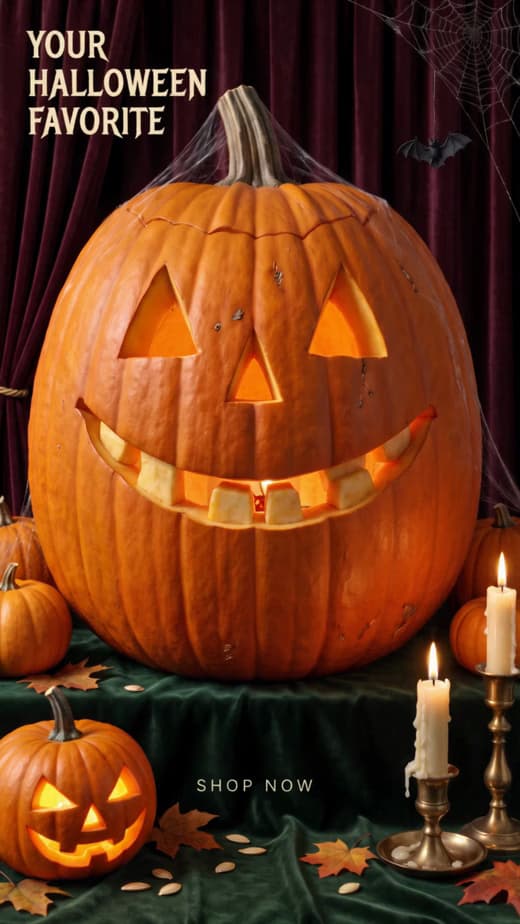 Halloween-Videobeispiel: Kürbisgetränk in Szene gesetzt.
