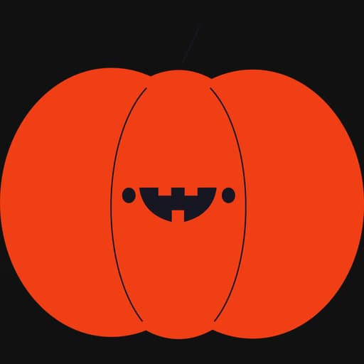 Flacher oranger Kürbis-Sticker mit einem kleinen lächelnden Gesicht.