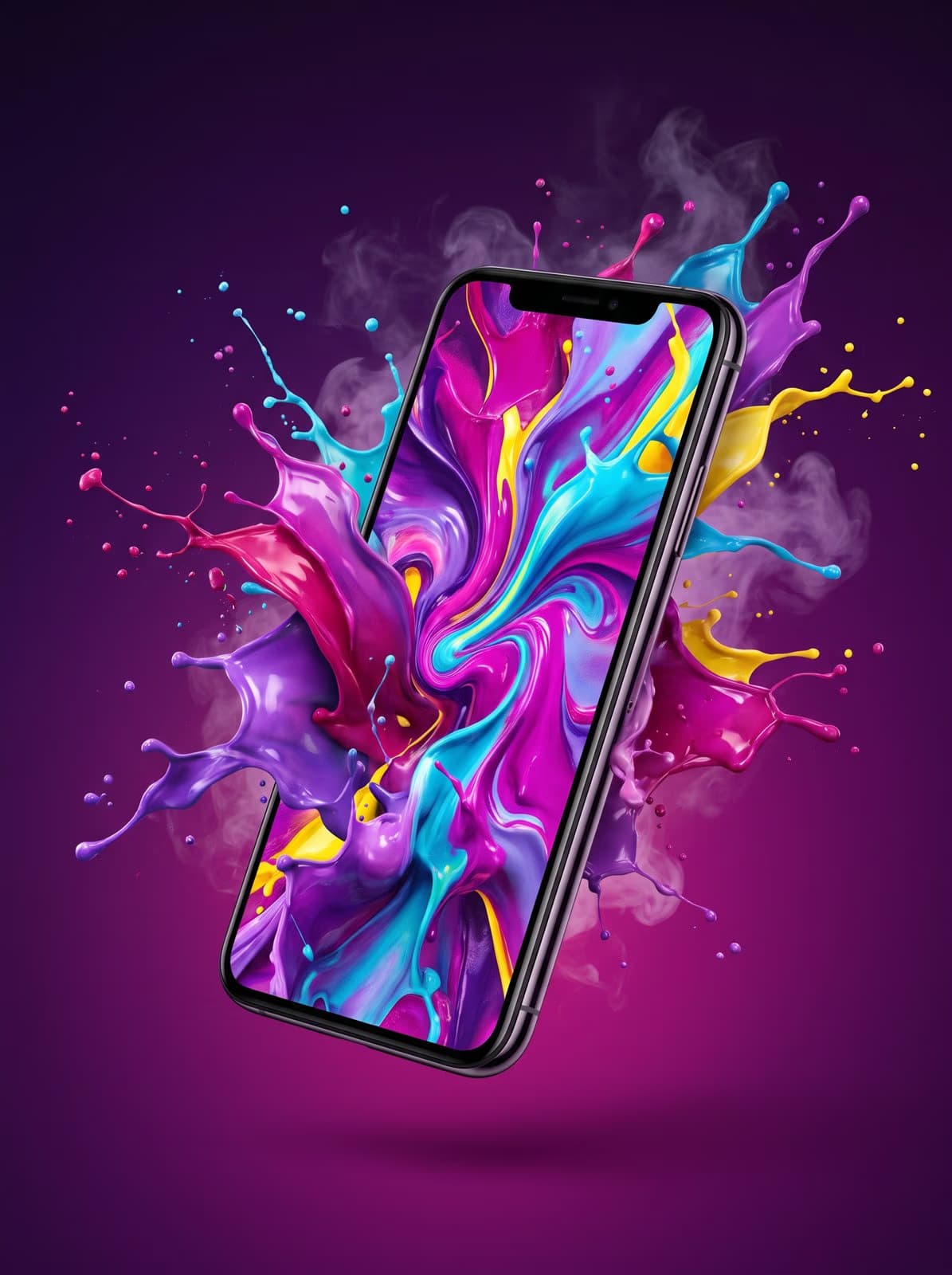 Phone with creative effects bursting out