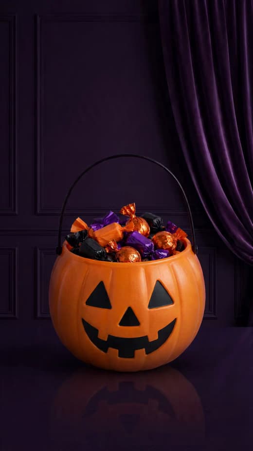 Halloween-Videobeispiel: lila Partyeinladung.
